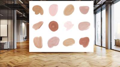 Nude, pink and brown brush stroke watercolor shapes  Wall mural