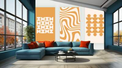 Orange groovy retro backgrounds for stories with wavy lines
 Wall mural