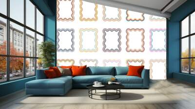 Square retro frames with colorful wavy lines
 Wall mural