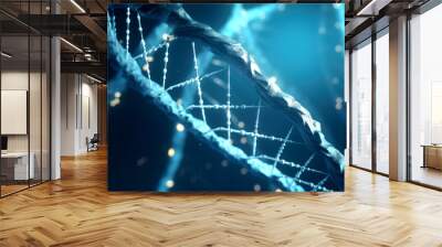 Human cell biology DNA strands molecular structure illustration,made with AI gereration Wall mural