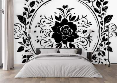 Minimal decorative flower frame design Wall mural