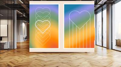 Modern design templates for Pride Month and Gay Love card, banner, poster. Set of trendy minimalist queer aesthetic with gradients and typography love is love. LGBTQ y2k backgrounds, wall art prints.  Wall mural