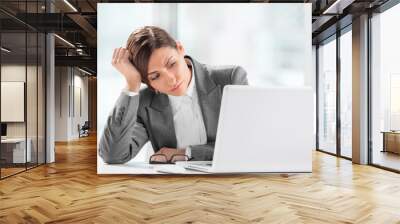 Portrait of beautiful executive working on computer at office Wall mural