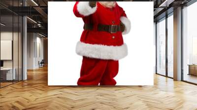 Santa Claus standing isolated on white background and thumbs up Wall mural