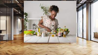 Woman Cooking Salad Wall mural