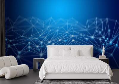 Abstract futuristic background of Digital technology concept with polygonal shape and blue background Wall mural