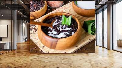 Cooked black sticky rice with coconut milk Wall mural