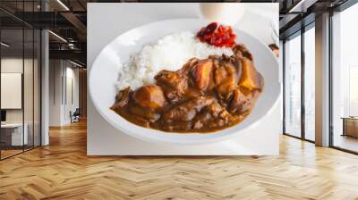 豚こま切れ肉のホームメイドな二日目のカレーライスとラッシー。一番おいしいとされる二日目のカレー。マイルドさがアップ！ Wall mural