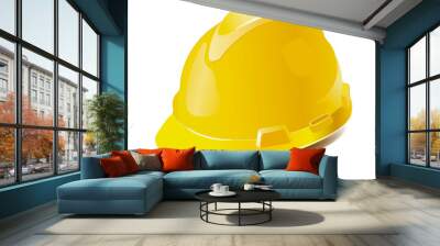 yellow hard hat isolated on white Wall mural