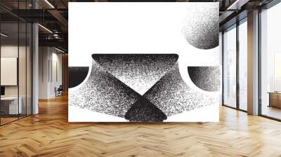 Glitch distorted geometric shape . Noise destroyed logo . Trendy defect error shapes . Glitched  .Grunge textured . Distressed effect .Vector shapes with a halftone dots screen print texture. Wall mural