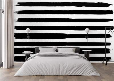 Grunge Paint Roller . Vector brush Stroke . Distressed banner . Black stripes isolated. paintbrush collection . Modern Textured shape . Dry border in Black . Bulge lines Wall mural