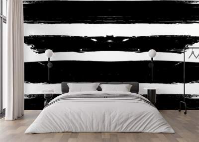 Grunge Paint Roller . Vector brush Stroke . Distressed banner . Black stripes isolated. paintbrush collection . Modern Textured shape . Dry border in Black . Bulge lines Wall mural