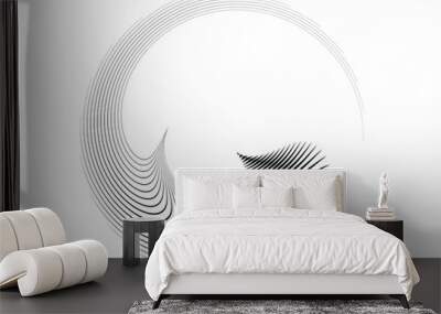 Lines in Circle Form . Spiral Vector Illustration .Technology round. Wave Logo . Design element . Abstract Geometric shape . Wall mural