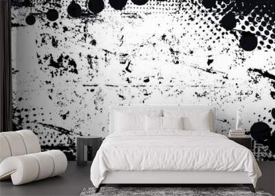 Set of Grunge Black and White Frames . textured rectangles for image Wall mural