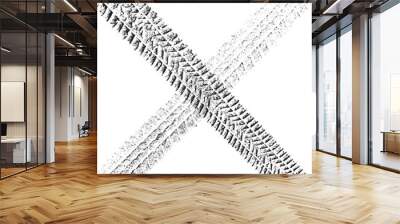 Tyre tread Vector . X mark. Two crossed tire tracks . Wall mural