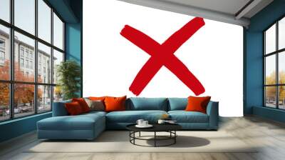 X Marks .Two Red Crossed Vector Brush Strokes. Rejected sign in grunge style. Wall mural