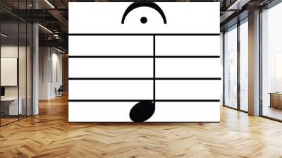 Black music symbol of Fermata or Pause note on staff lines Wall mural