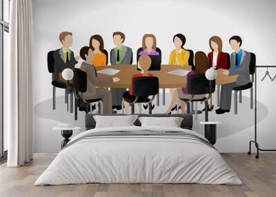 Business People Having Meeting - Isolated On Gray Background Wall mural