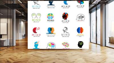 Mind Icons Set - Vector Illustration Wall mural