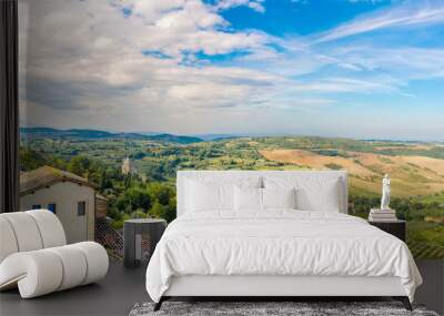 Panoramic view at the Tuscany nature from Montepulciano - Italy Wall mural