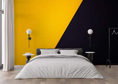 Yellow and black abstract diagonally divided background Wall mural