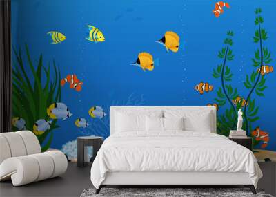 Aquarium with beautiful tropical fishes Wall mural