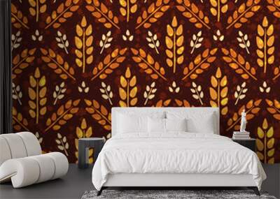 Seamless vintage pattern with wheat. Brown agricultural background about harvest and grain Wall mural