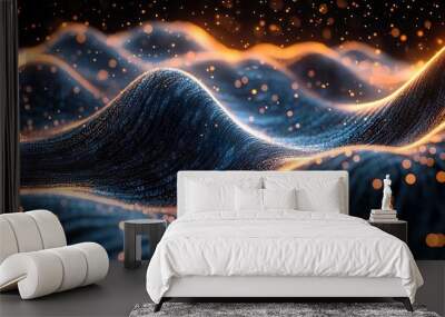 Abstract wave of digital particles ideal for crafting sleek and futuristic tech-themed background images Wall mural