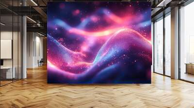 Neon-hued digital waves in abstract style ideal for vibrant and modern design ideas Wall mural