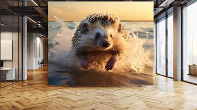 Ocean running Hedgehog animal best quality image  Wall mural