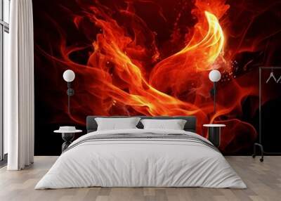 Popular red flames wallpapers image Generative AI Wall mural