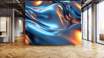 Vibrant molten metal texture in abstract style creating a dynamic and contemporary wallpaper design Wall mural