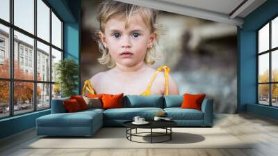 summer toddler girl portrait Wall mural