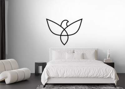 bird logo vector line outline monoline art icon - Vector Wall mural