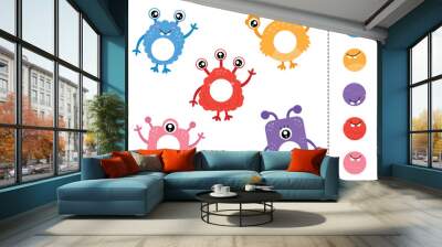 Cut and glue parts of cute cartoon monsters. Wall mural