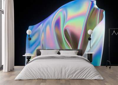 Beauty fashion smooth elegant holographic glossy cloth. Abstract 3d art background. Wall mural