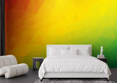 abstract triangular red yellow green background Wall mural