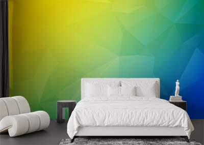 Beautiful blue green and yellow triangular background Wall mural