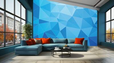 blue geometric abstract pattern with white lines Wall mural