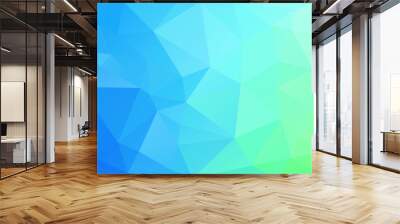 blue green geometric background with triangles Wall mural