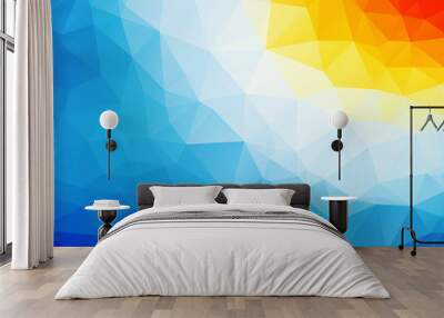 blue yellow white background triangle Wall mural