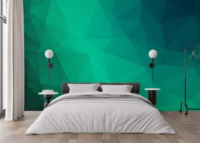 dark blue green triangles background Wall mural