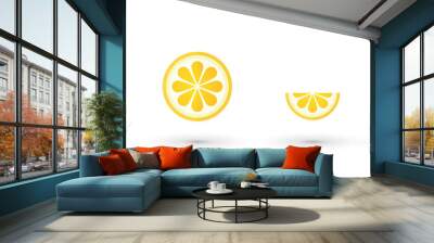 lemon fruit slice abstract icon set Wall mural