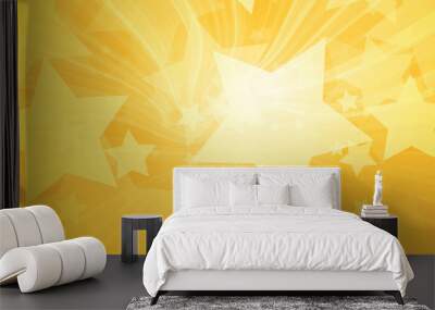 stars abstract rays yellow background Wall mural