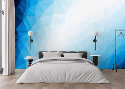 triangle abstract background of blue white winter Wall mural