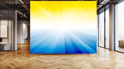 yellow blue sky rays background Wall mural