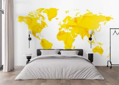 yellow star blank world map Wall mural