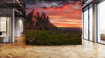 amazing landscape of Itxina mountain peak at sunset Wall mural