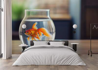 big fish in small aquarium tank. jail and animal suffering Wall mural