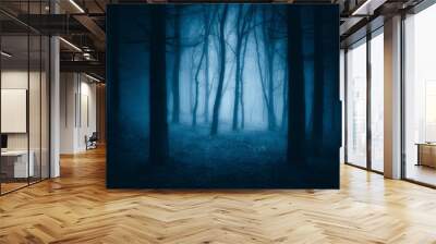 dark scary forest with creepy trees Wall mural